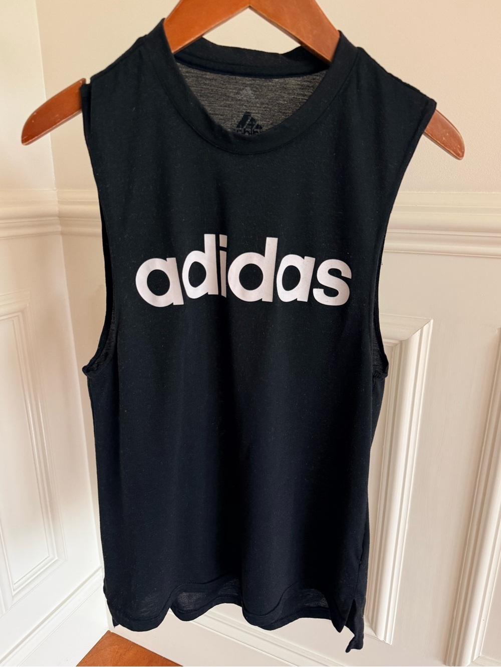 adidas Black Sleeveless Logo Tank Top Women muscle top Shirt Size S